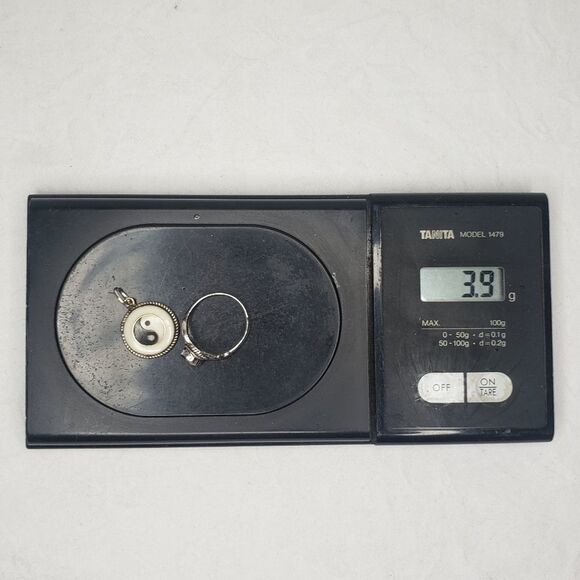 Antique Yin & Yang Silver Gold Pendant Ring Set - Picture 13 of 14